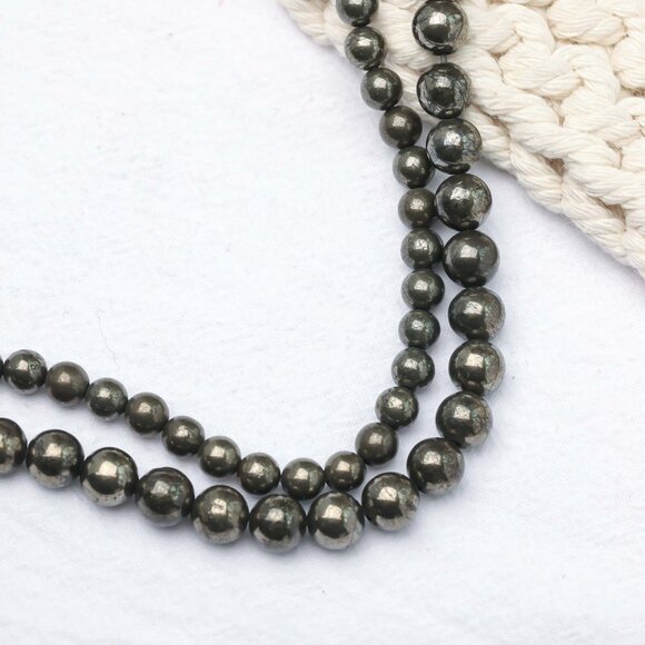 6mm Pyrite Round Beads DIY Jewelry Making - Picture 3 of 3